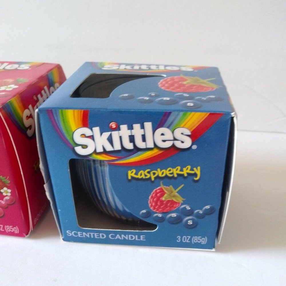 2016 Skittles Scented Raspberry Strawberry Candles Glass Holder - Picture 7 of 9